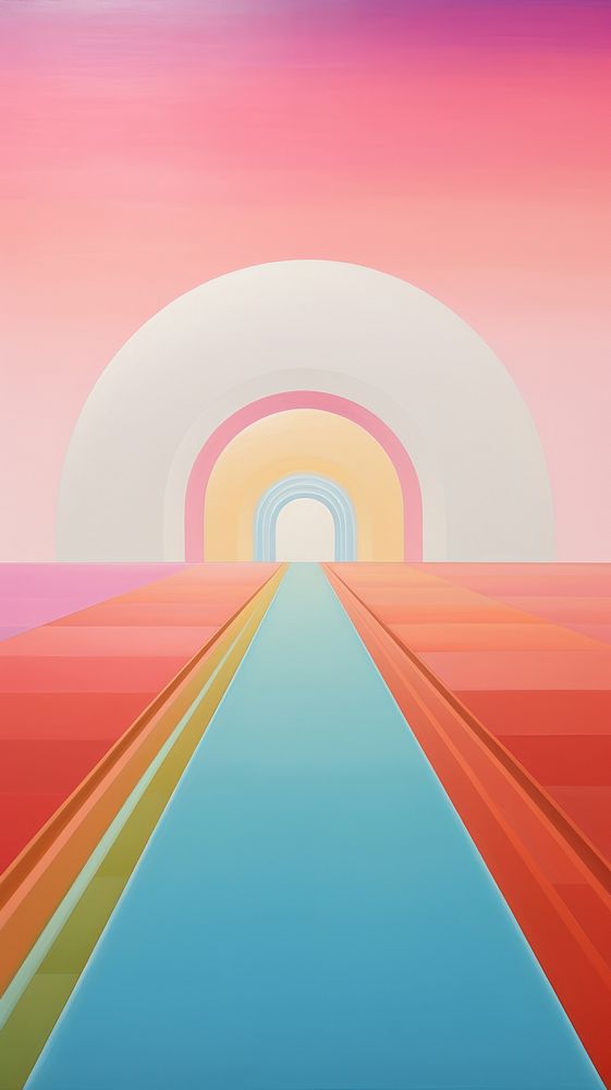 Rainbow glass road painting tranquility backgrounds.