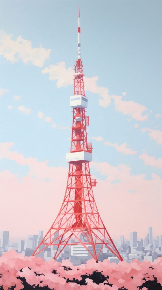 Tokyo tower architecture building broadcasting.