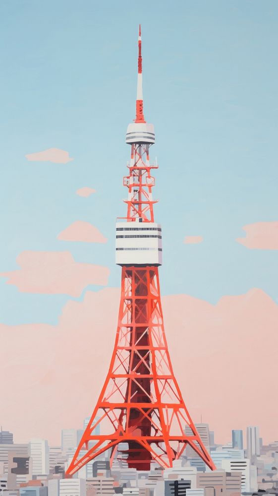 Tokyo tower architecture building landmark.