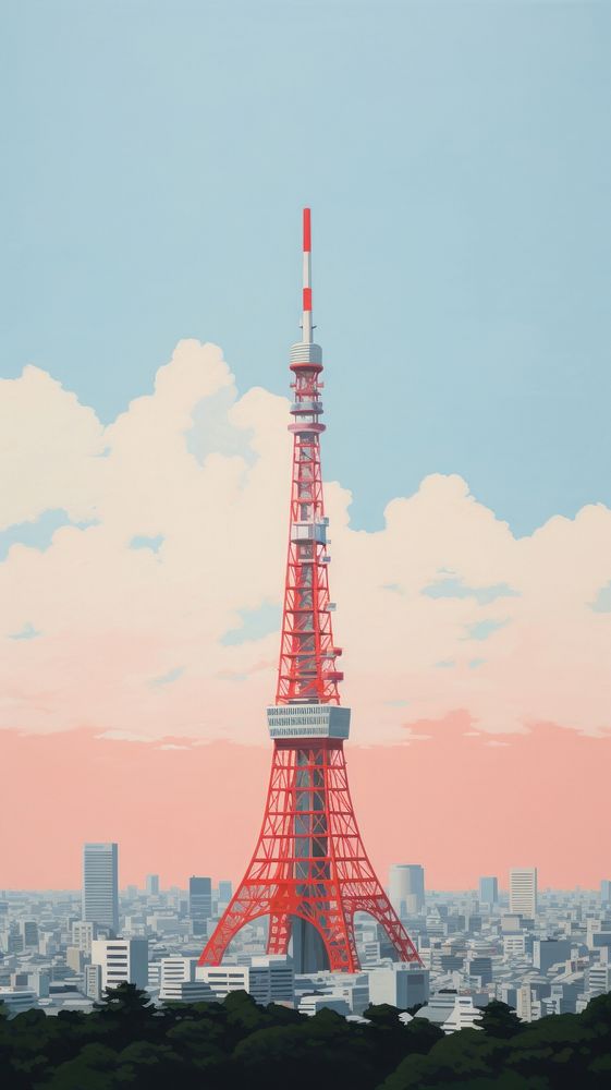 Tokyo tower architecture building landmark.