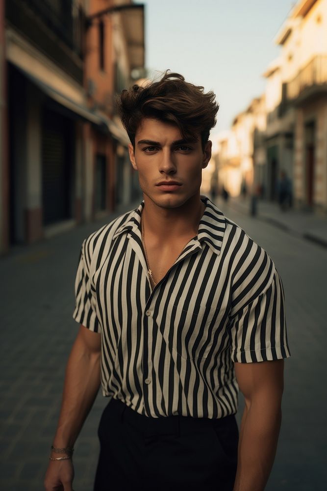 Portrait striped fashion street.