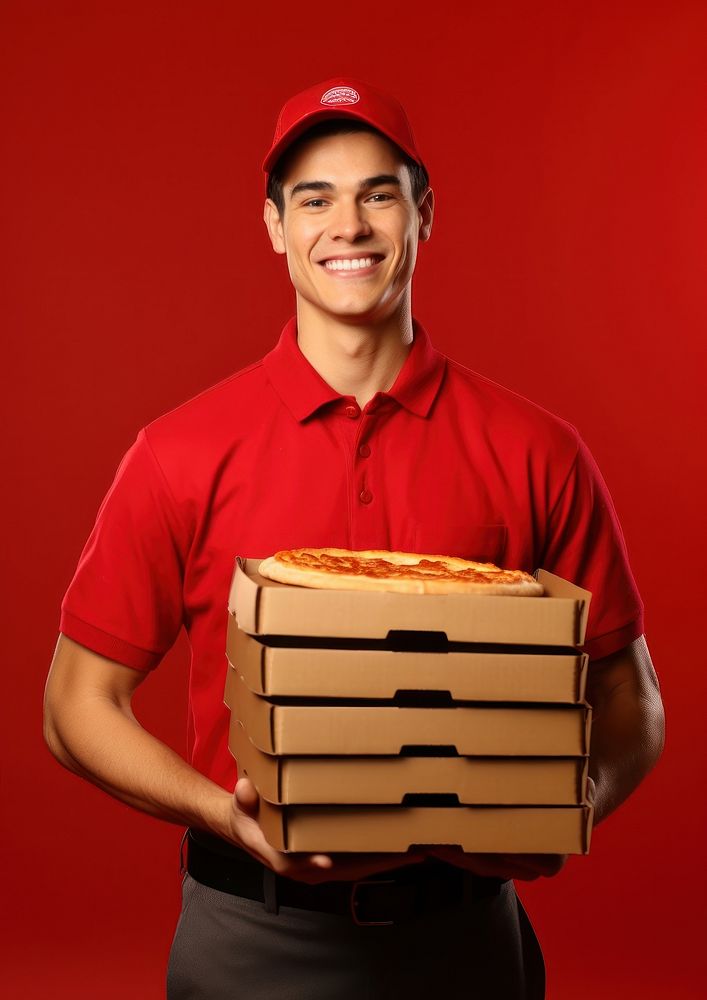Man pizza box cardboard.