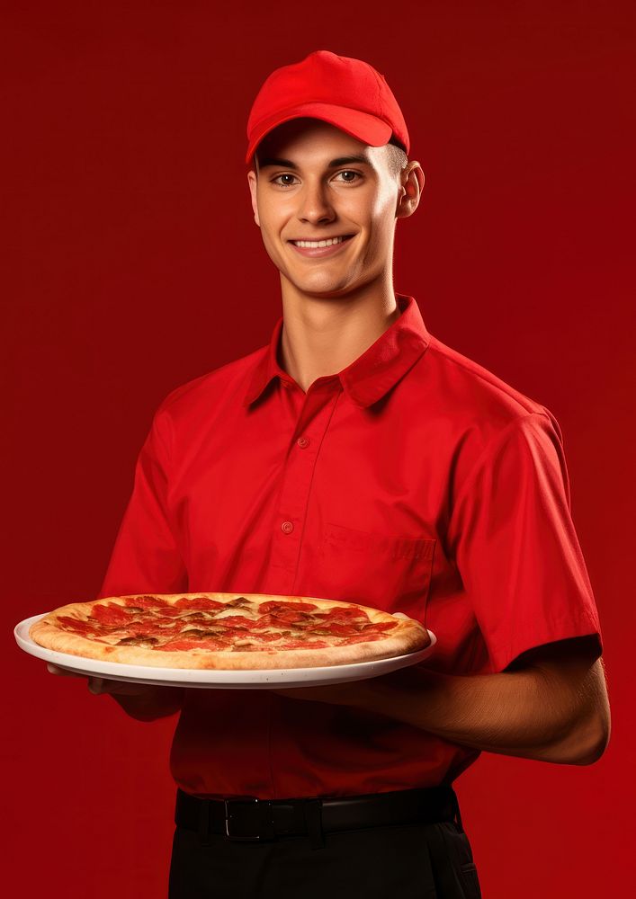 Man pizza portrait uniform.