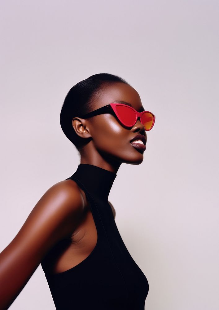 A black teenage woman wearing a modern sunglasses photography portrait fashion.