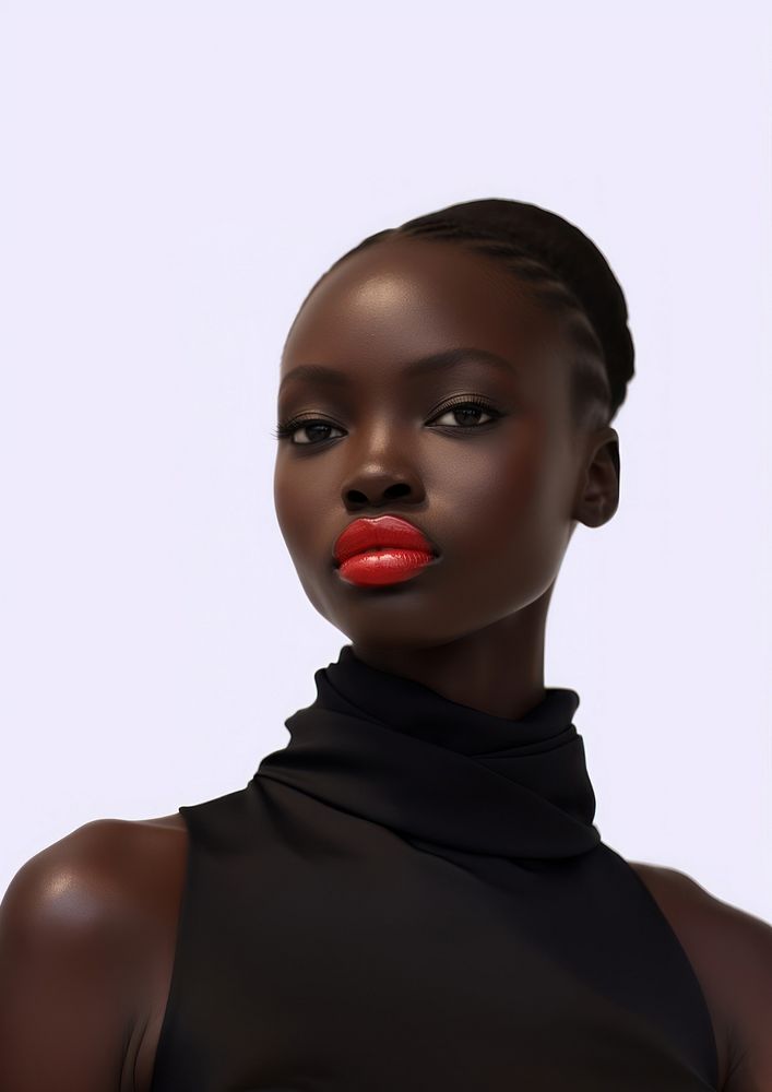 A black teenage woman with red lip photography portrait fashion.