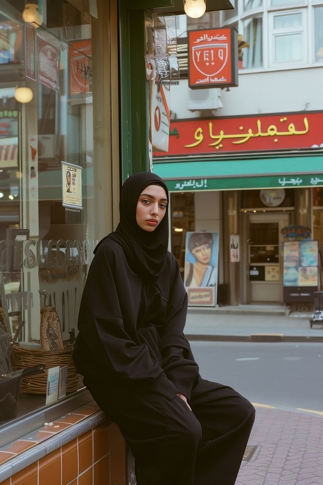 Middle Eastern woman portrait sitting fashion.