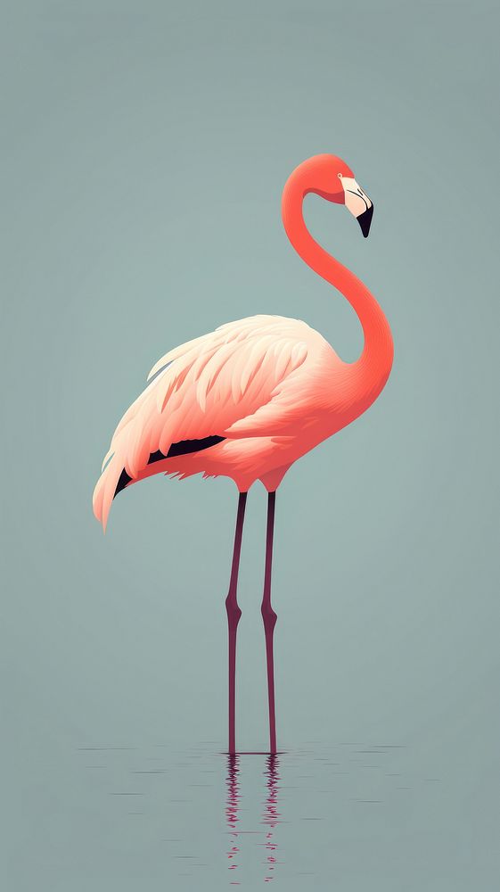 Retro film of a flamingo animal bird reflection.