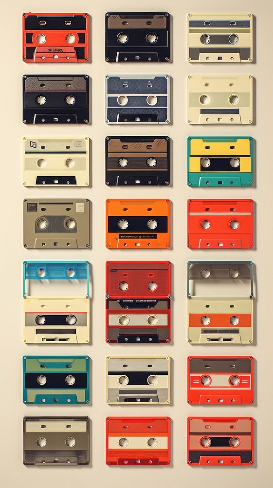 Retro film of casette tapes backgrounds electronics technology.