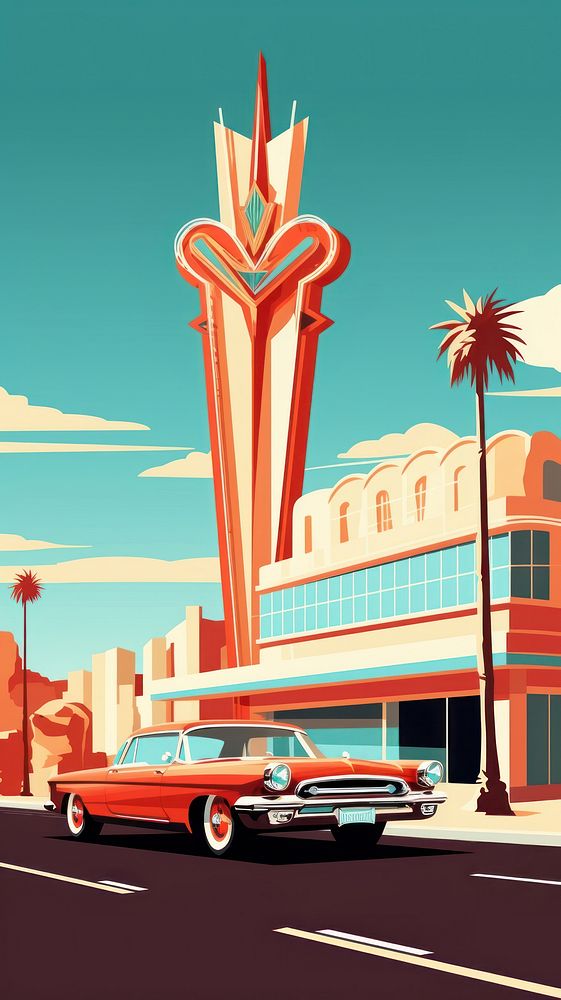 Retro film of Las Vegas vehicle street city.