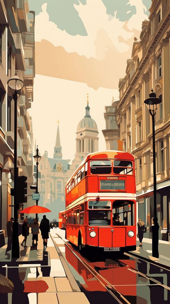 Retro film of London vehicle street city.