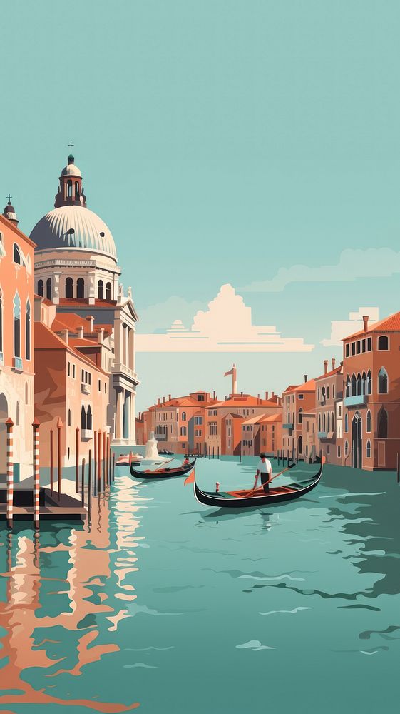 Retro film of Venice city gondola vehicle boat.
