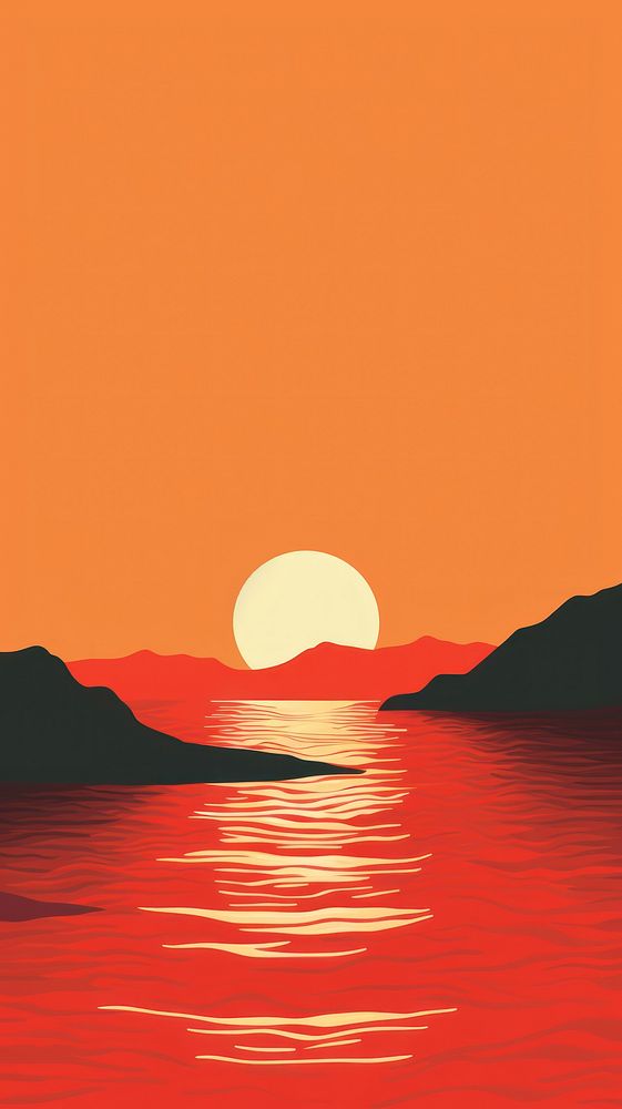 Retro illustration of a sunset sunlight outdoors nature.