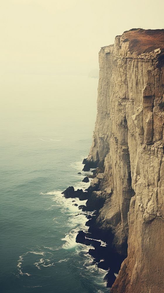 Retro photography of a cliff outdoors nature coast.
