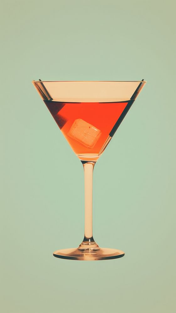 Retro photography of a cocktail martini drink glass.