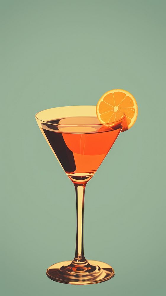 Retro photography of a cocktail martini drink fruit.