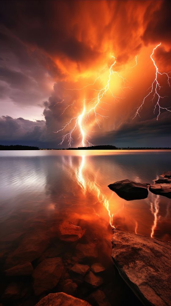 Lightning thunderstorm outdoors scenery.