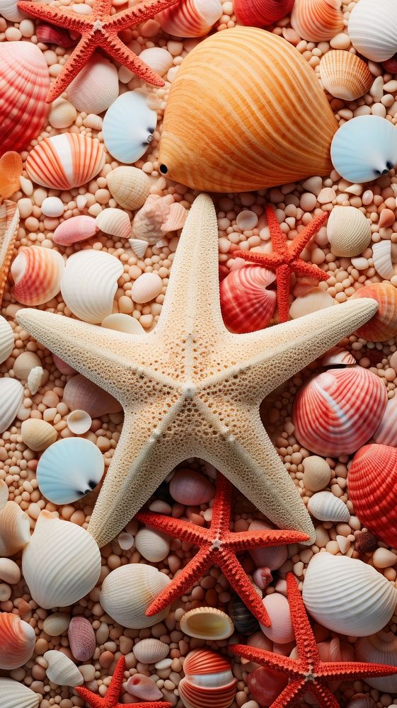  Backgrounds seashell starfish invertebrate. AI generated Image by rawpixel.