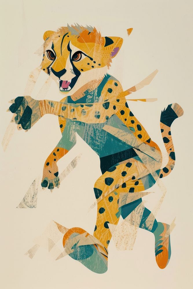 A cheetah art painting animal.