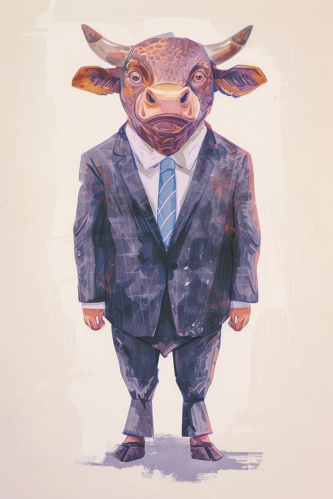 A bull businessperson art portrait cattle.