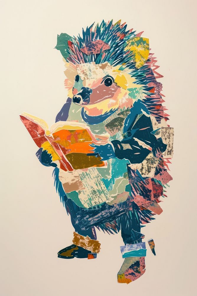 A hedgehog student art painting representation.