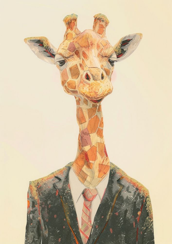 Giraffe businessperson art animal mammal.
