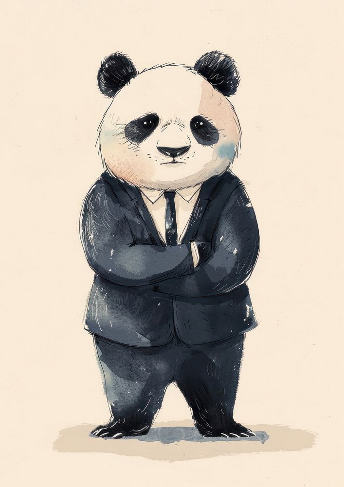 Panda businessperson standing mammal bear.