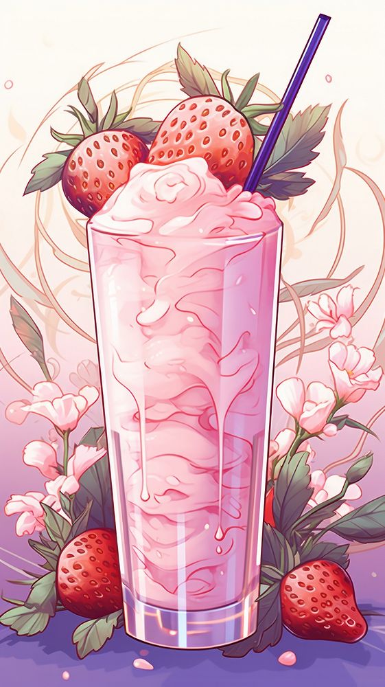 Smoothie strawberry milkshake dessert.