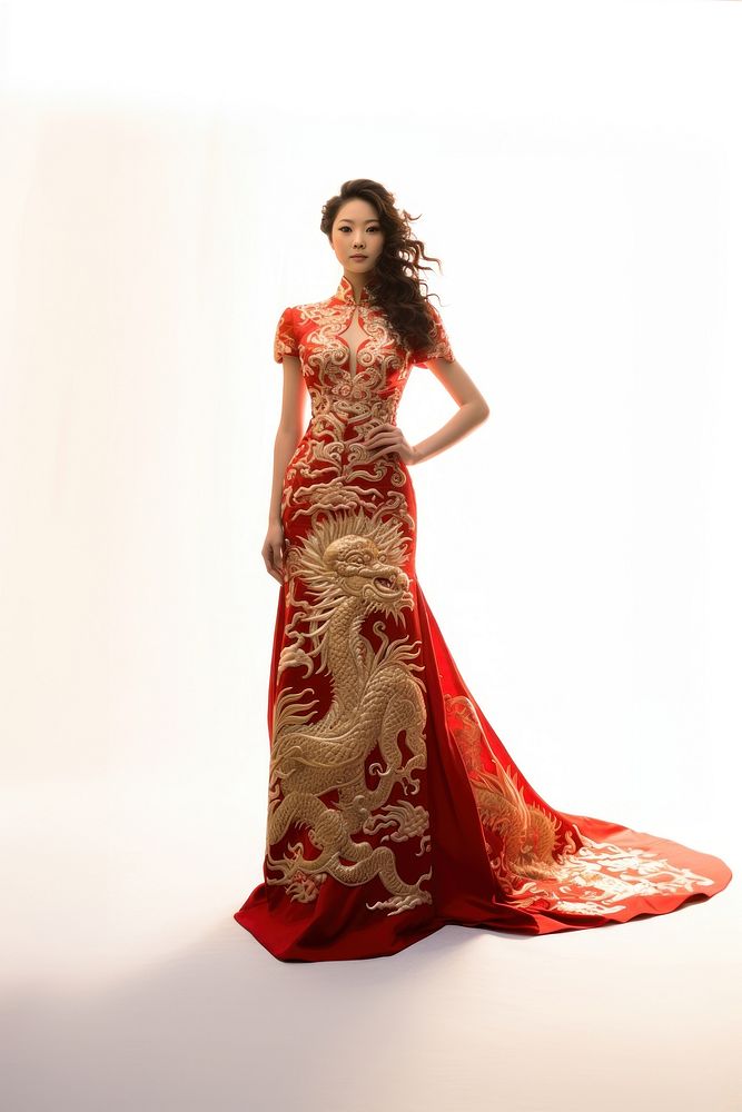 Modern chinese woman dress fashion wedding. AI generated Image by rawpixel.