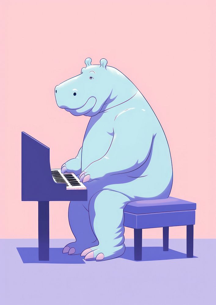 Hippo playing a grand piano mammal music technology.
