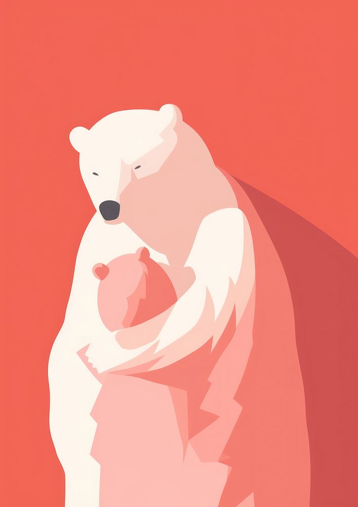 Grizzly bear mother hugging her little grizzly bear baby mammal wildlife cartoon.
