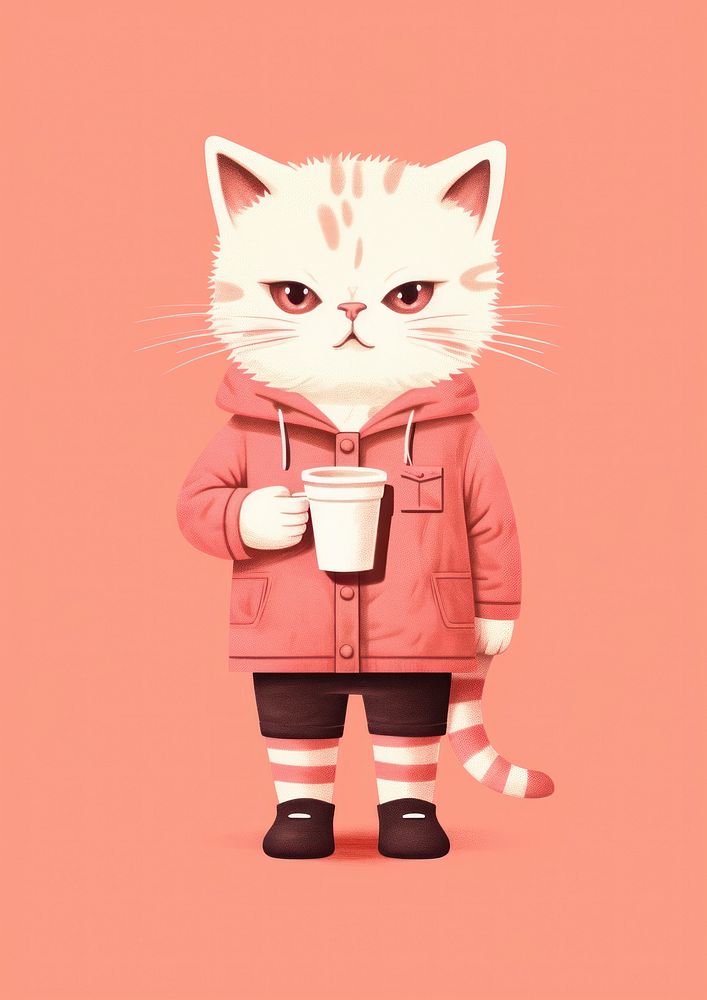 Cat wearing barista uniform portrait mammal coffee.