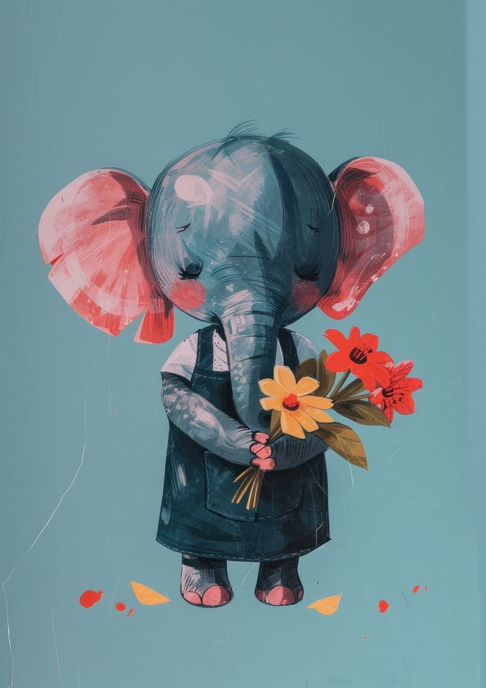 Flower art elephant painting.