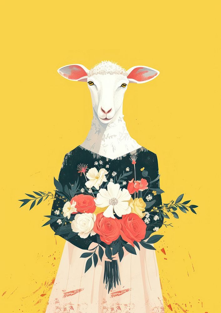 Flower sheep art livestock.