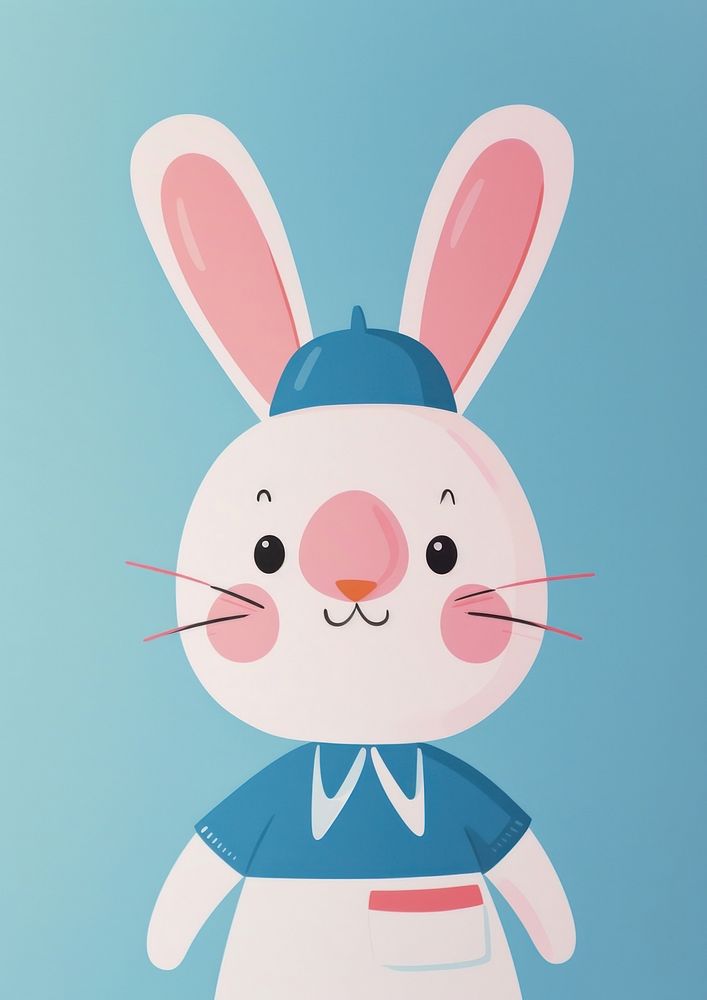 Rabbit wearing nurse uniform cartoon anthropomorphic representation.