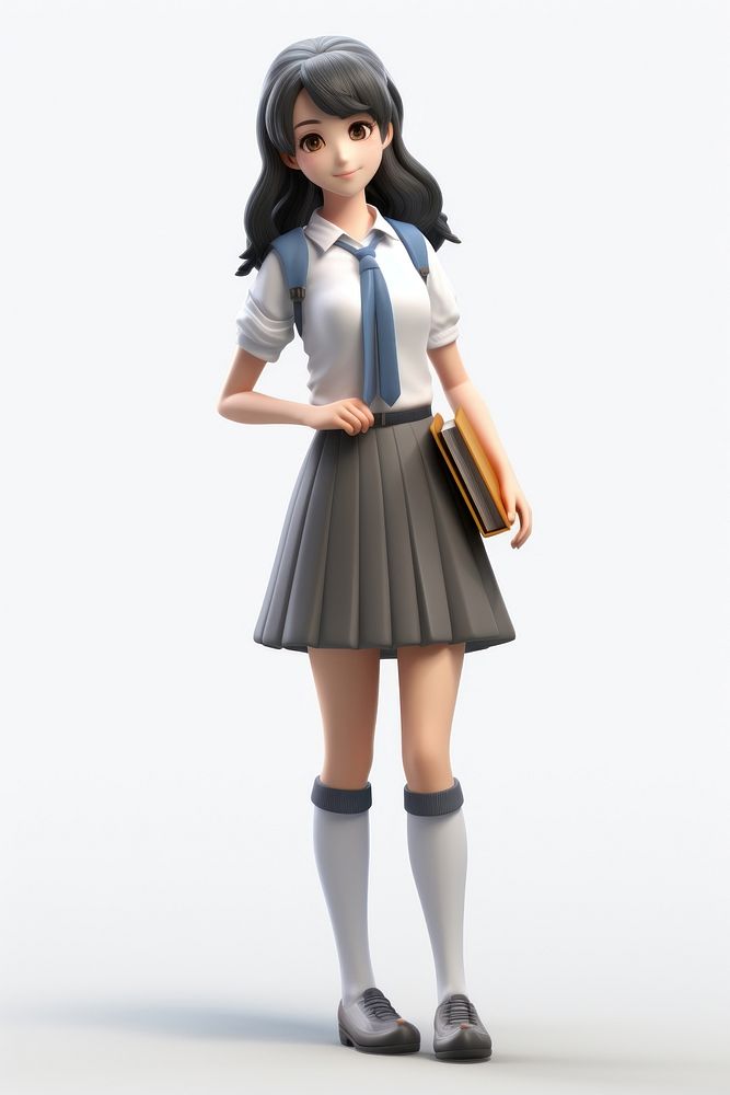 Asian high school girl footwear cartoon skirt. AI generated Image by rawpixel.