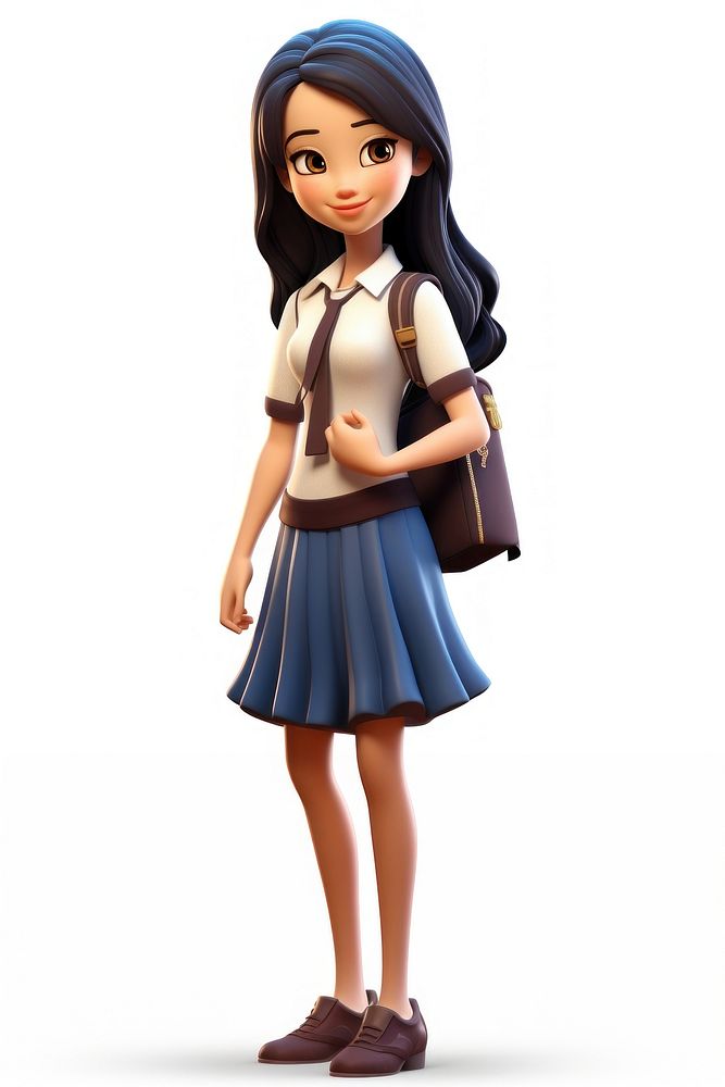 Asian high school girl figurine cartoon skirt. AI generated Image by rawpixel.