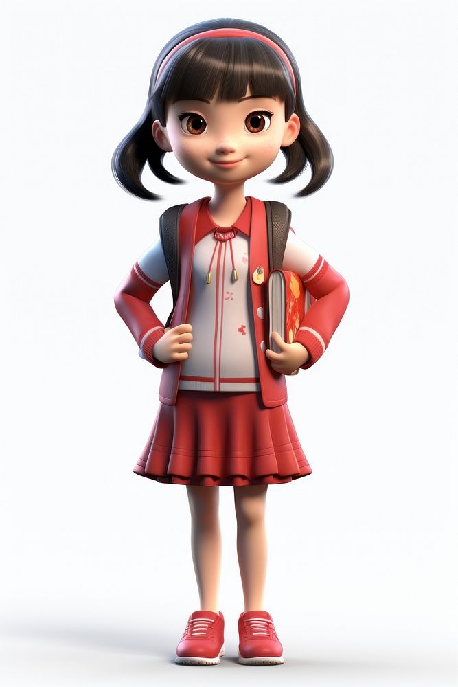Chinese girl cartoon doll white background. AI generated Image by rawpixel.