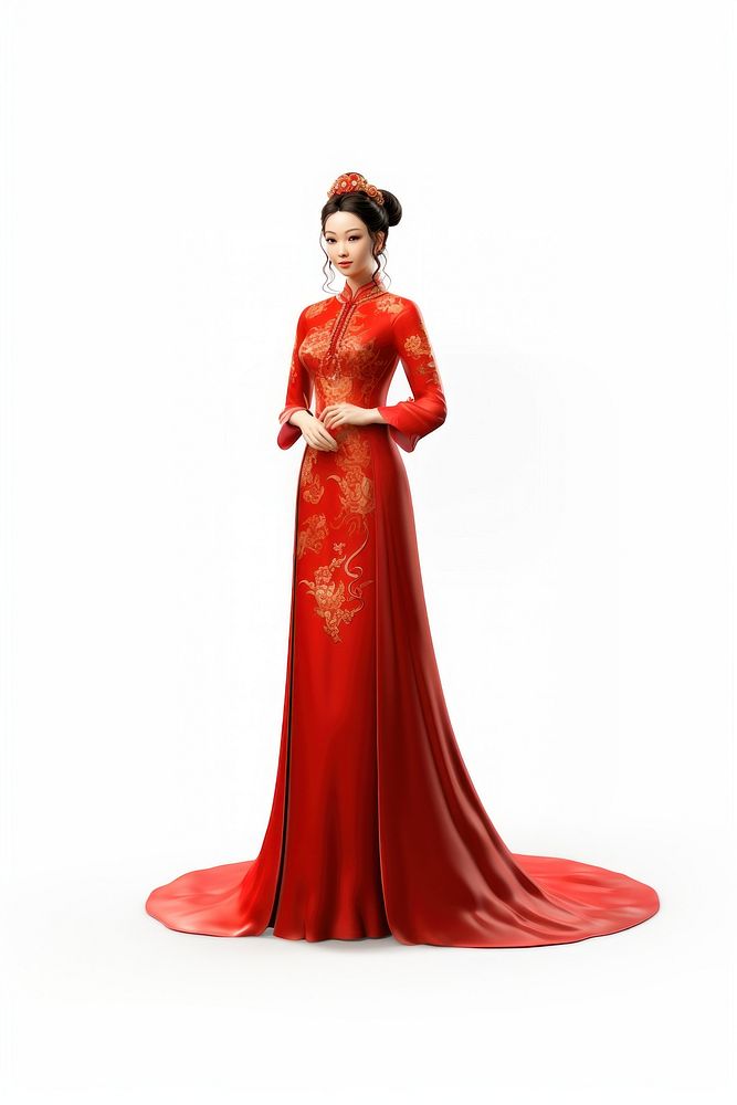 Chinese woman dress fashion wedding. AI generated Image by rawpixel.