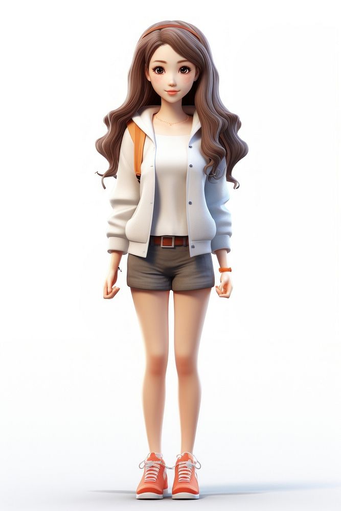 Korean girl figurine cartoon shorts. AI generated Image by rawpixel.