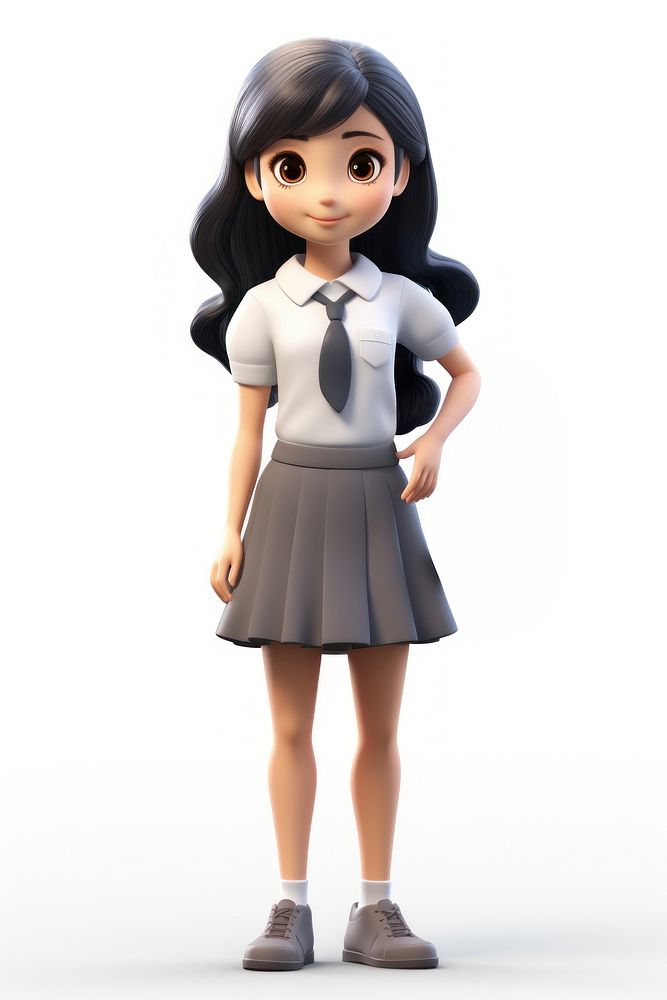 Asian high school girl figurine cartoon skirt. AI generated Image by rawpixel.