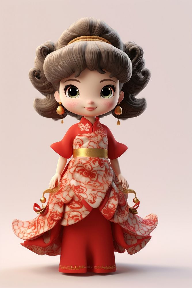 Chinese woman dress tradition fashion. AI generated Image by rawpixel.