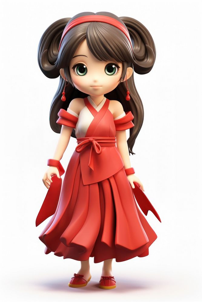 Japanese girl cartoon dress doll. AI generated Image by rawpixel.
