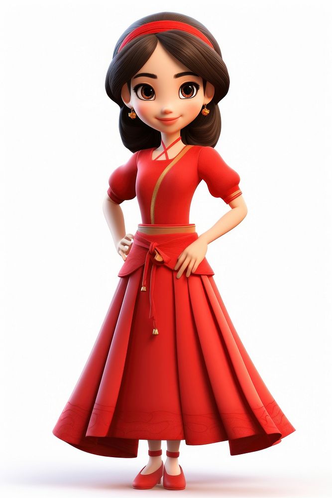 Vietnamese woman dress figurine cartoon. AI generated Image by rawpixel.