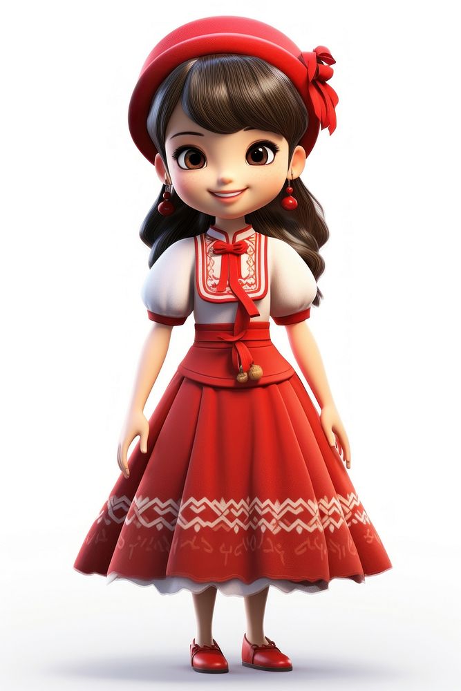 Vietnamese woman cartoon dress doll. AI generated Image by rawpixel.
