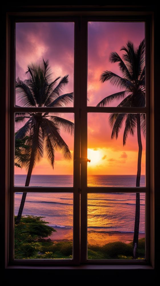 Open the window with a beautiful sea view sunset outdoors nature.