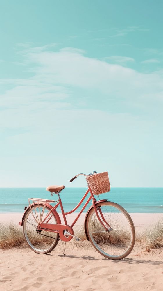 Ride a bicycle on the beach outdoors horizon vehicle.