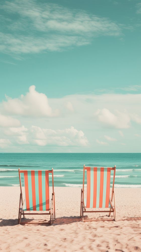 Sunny beach and turquoise sea with clear sky furniture outdoors vacation.