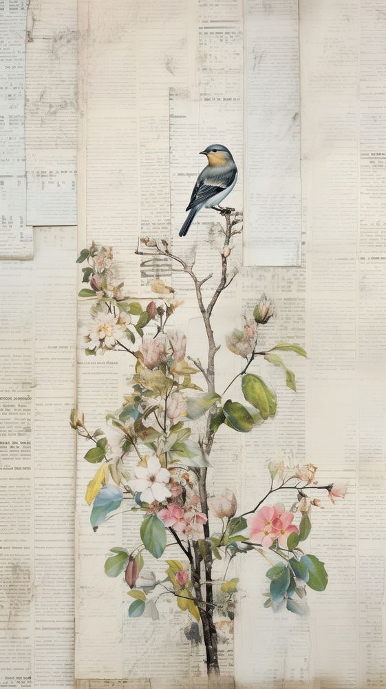 Wallpaper ephemera pale Dove painting bird art.