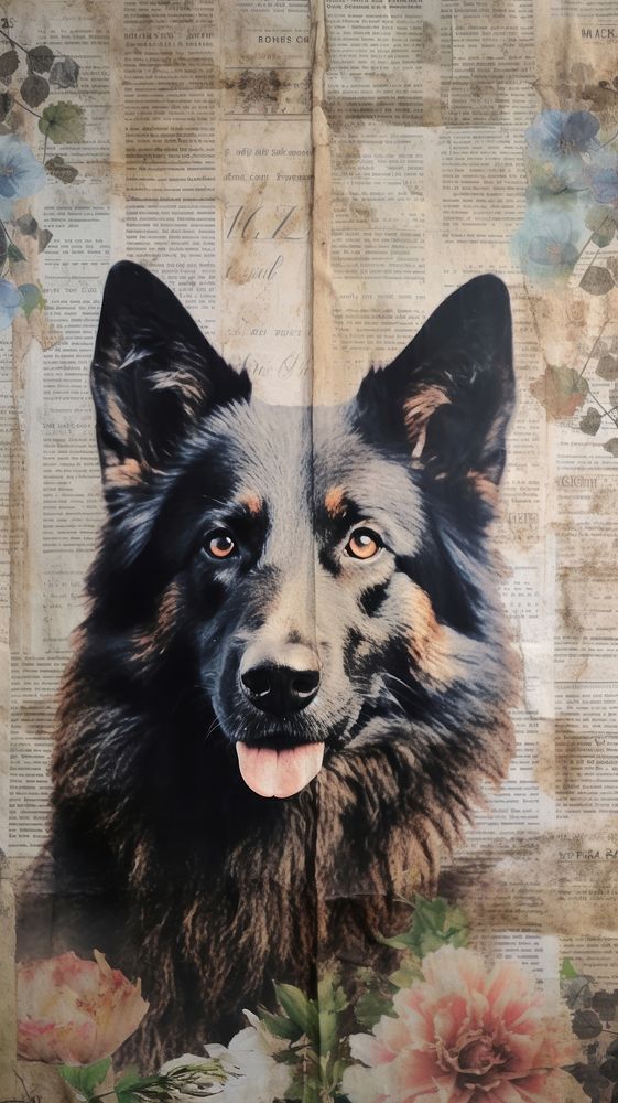 Wallpaper ephemera pale Dog dog portrait painting.
