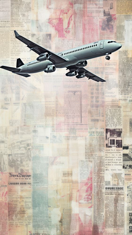 Wallpaper ephemera pale Airplane airplane newspaper aircraft.